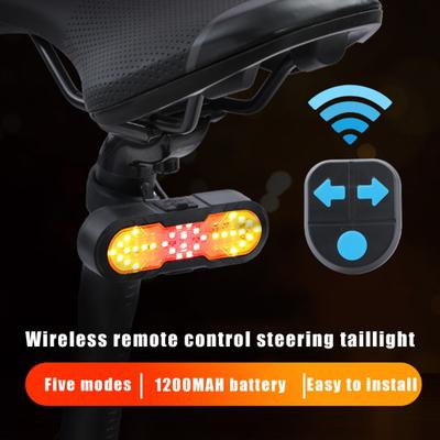 Bicycle Tail Light Waterproof Remote Control Turn Signal Light Type-C Rechargeable MTB