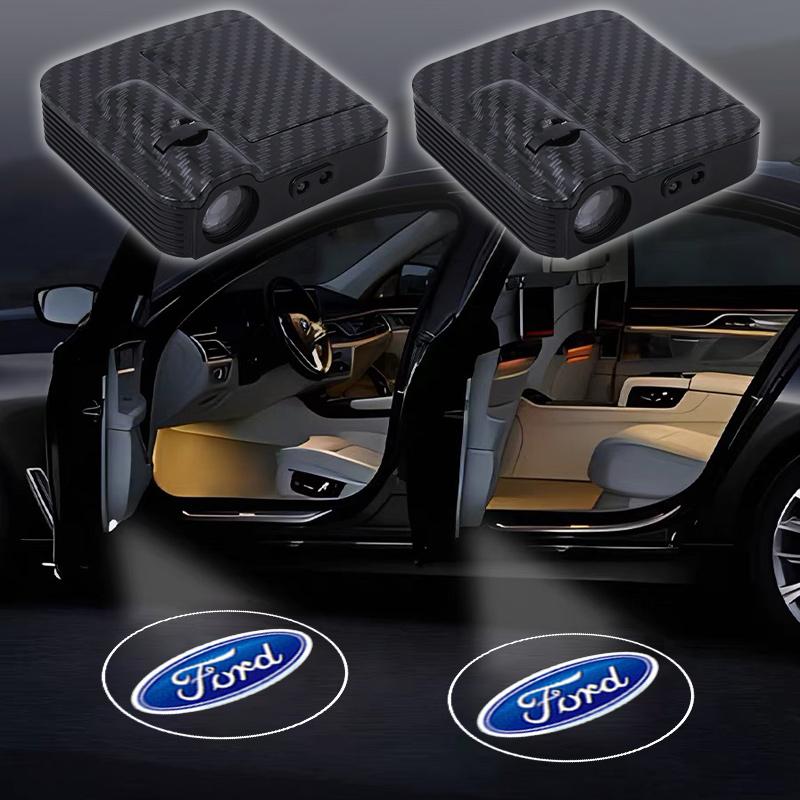 2PCS Car Door Lights Door Lights Logo Projector Door Welcome Light For Ford Focus Mondeo MK1 MK2 MK4 MK3 Fiesta ABS Carbon Fiber