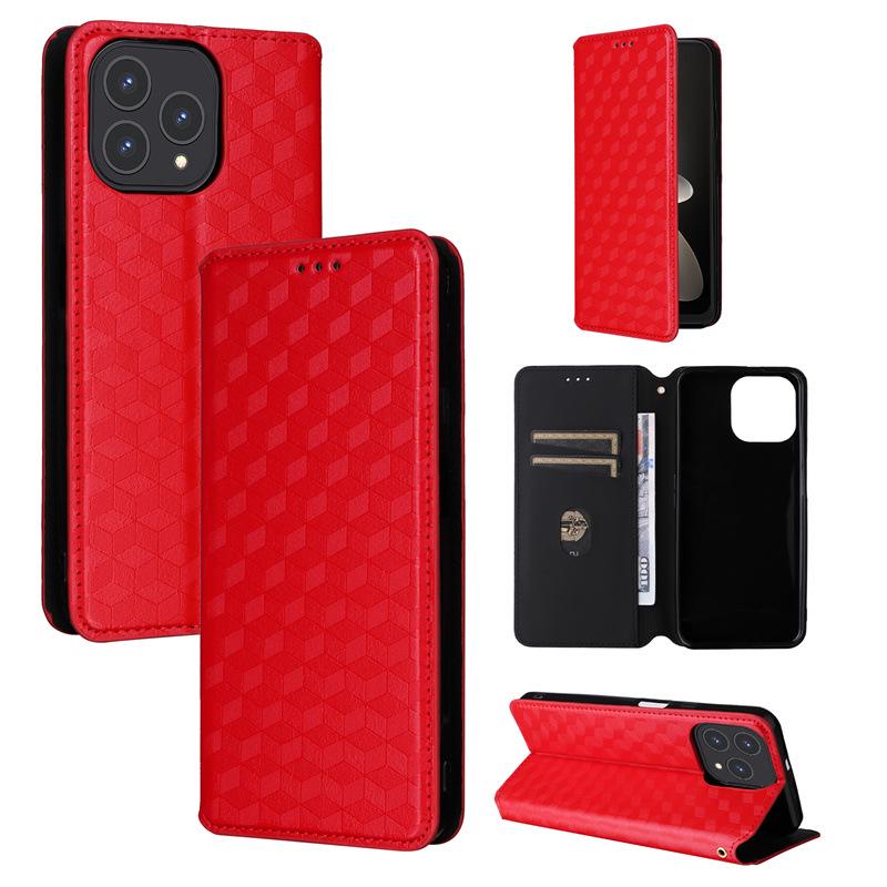 Cubot P80 Leather Flip Case with 3D Texture, Magnetic Closure, and Card Slot.