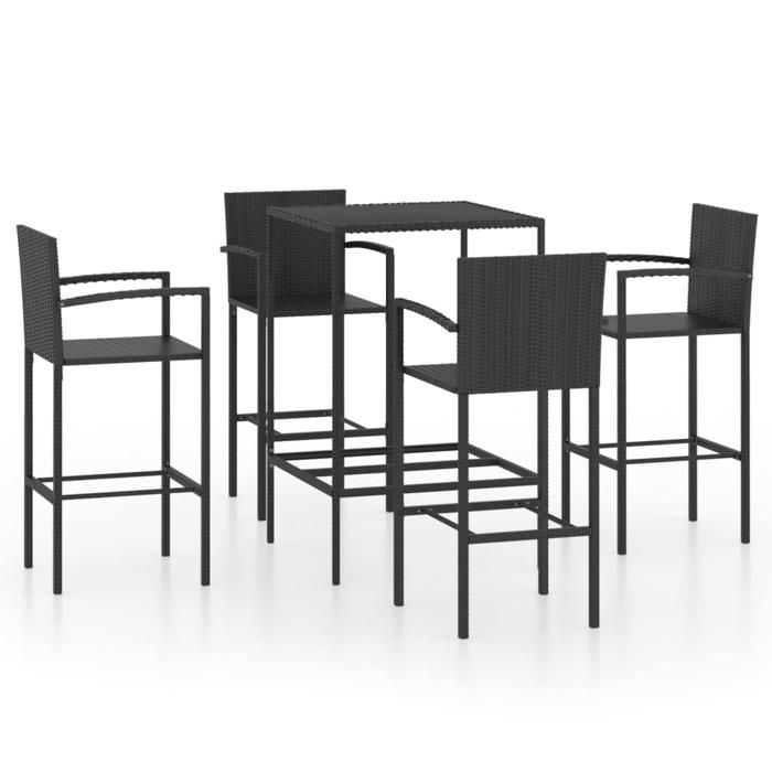 VidaXL 5-Piece Garden Bar Set Table and Patio Chairs Garden Lounge Outdoor Terrace Furniture Resin 3064840