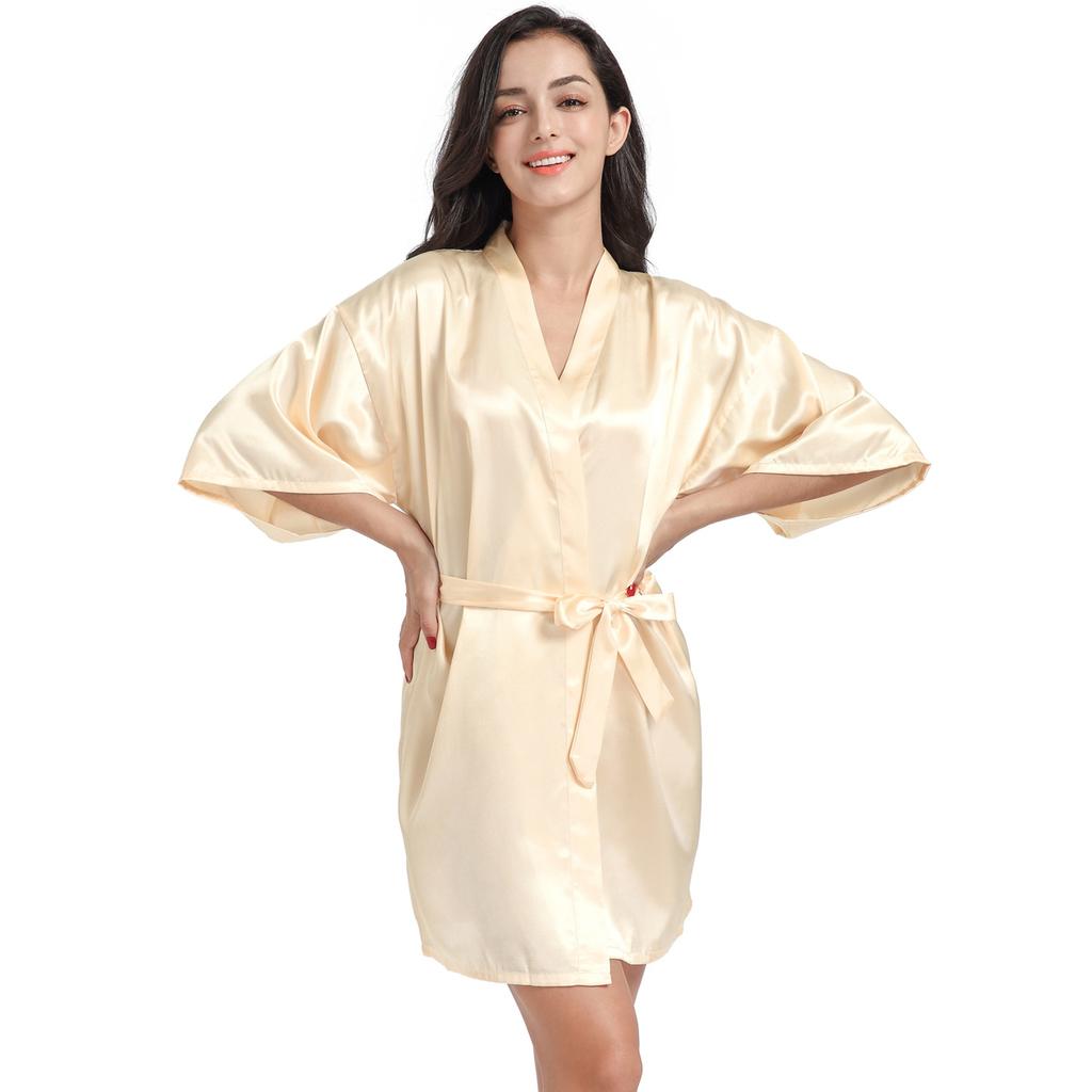Summer Silk Kimono Robe Bathrobe Women Silk Bridesmaid Robes Sexy Robes Satin Robe Ladies Dressing Gowns