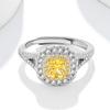 Women Yellow Square Zircon Open Ring Adjustable Fashion Jewelry Accessory For Daily Wear Elegant Gift