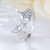 Elegant White Zircon Butterfly Rings for Women Simple Silver Color Wedding Band Gifts Jewelry