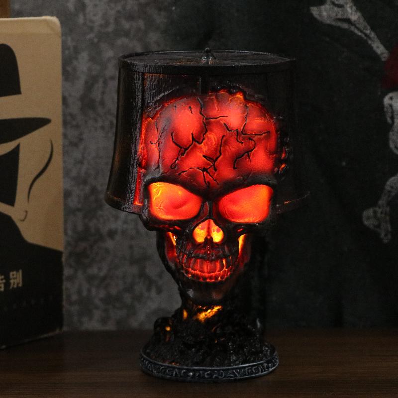Halloween Gothic Skull Lamp Usb Plug Lava Skeleton Decorations For Home Desktop Ornaments Gift