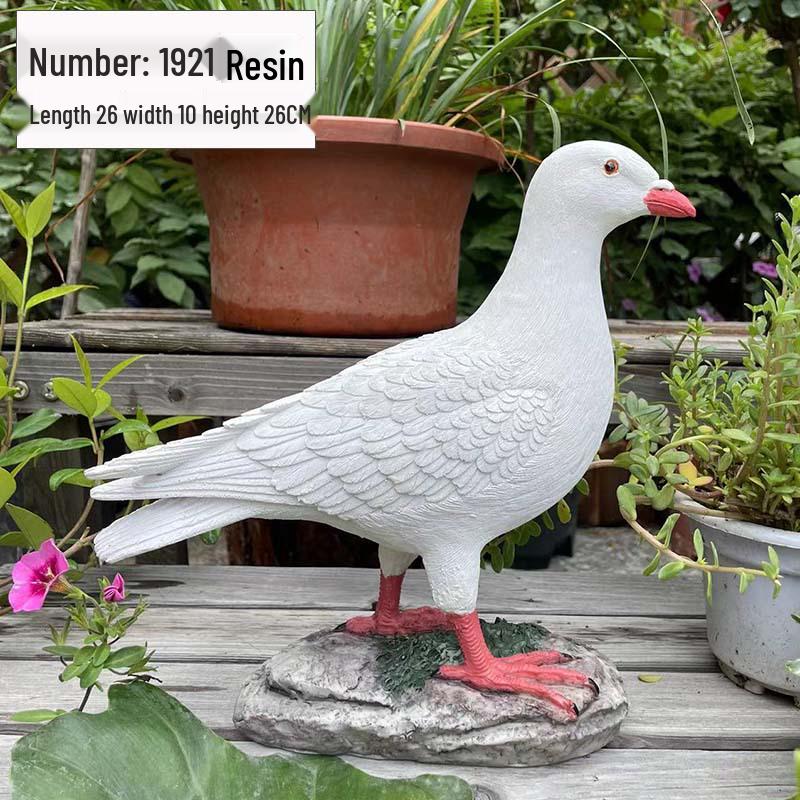 Resin White Pigeon Figurine for Outdoor Garden Decoration