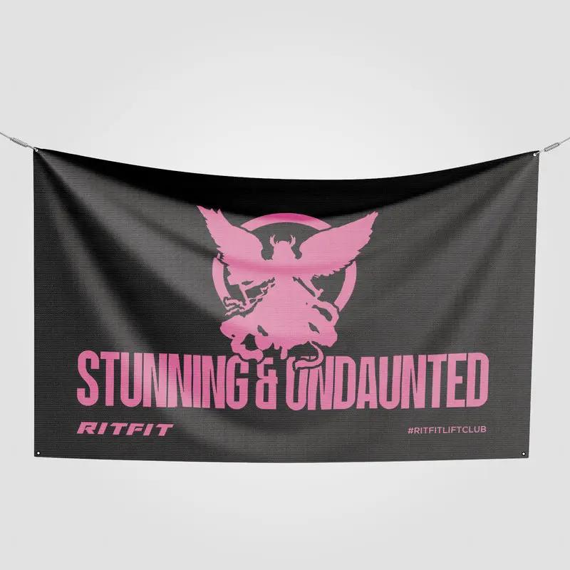 

RitFit Black Pink Graphic Design Tapestry Stunning Undaunted Flag Wall Decor Room Decoration Items for Home Decor 74x94cm(29x37in)