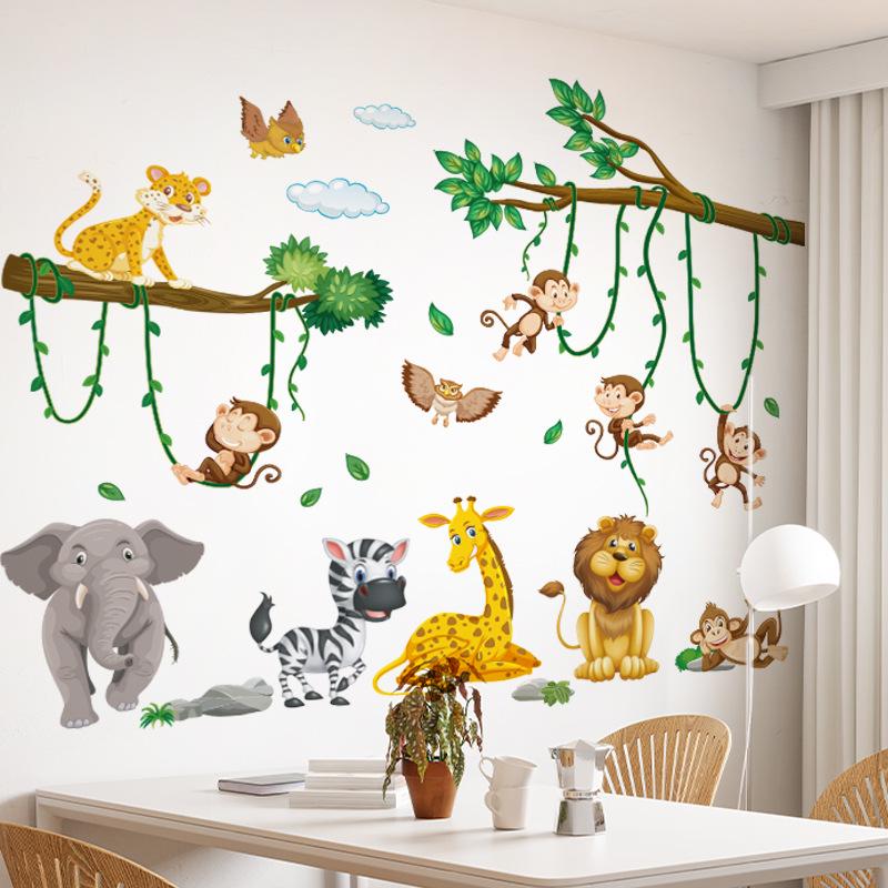 Removable Cartoon Animal Wall Stickers for Kids' Rooms – Perfect for Bedrooms, Living Rooms, Party Decorations, Doors, and Windows.