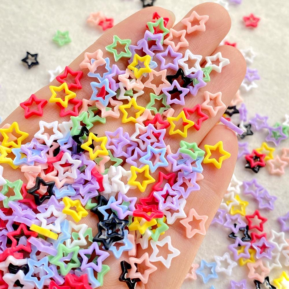 100Pcs Cute Mini Cartoon Colorful Christmas Stars Nail Art Flat Back Rhinestone DIY Manicures Appliques Accessories Crafts