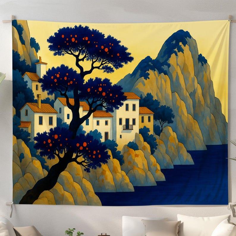 Mediterranean Village tapestry 75x100