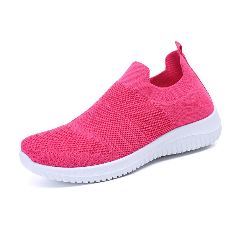 Damen Cross-Border Fly-Knit Slip-On Schuhe: Leichte, atmungsaktive Mesh-Sneaker für den Sommer - Weiche Sohle, bequem, ideal für Mütter und Senioren.