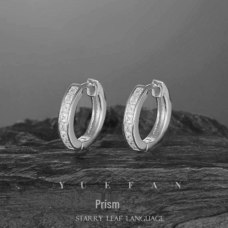 Sterling Silver Geometric Circle Moissanite Earrings - Simple, Luxurious, Versatile Women s Jewelry