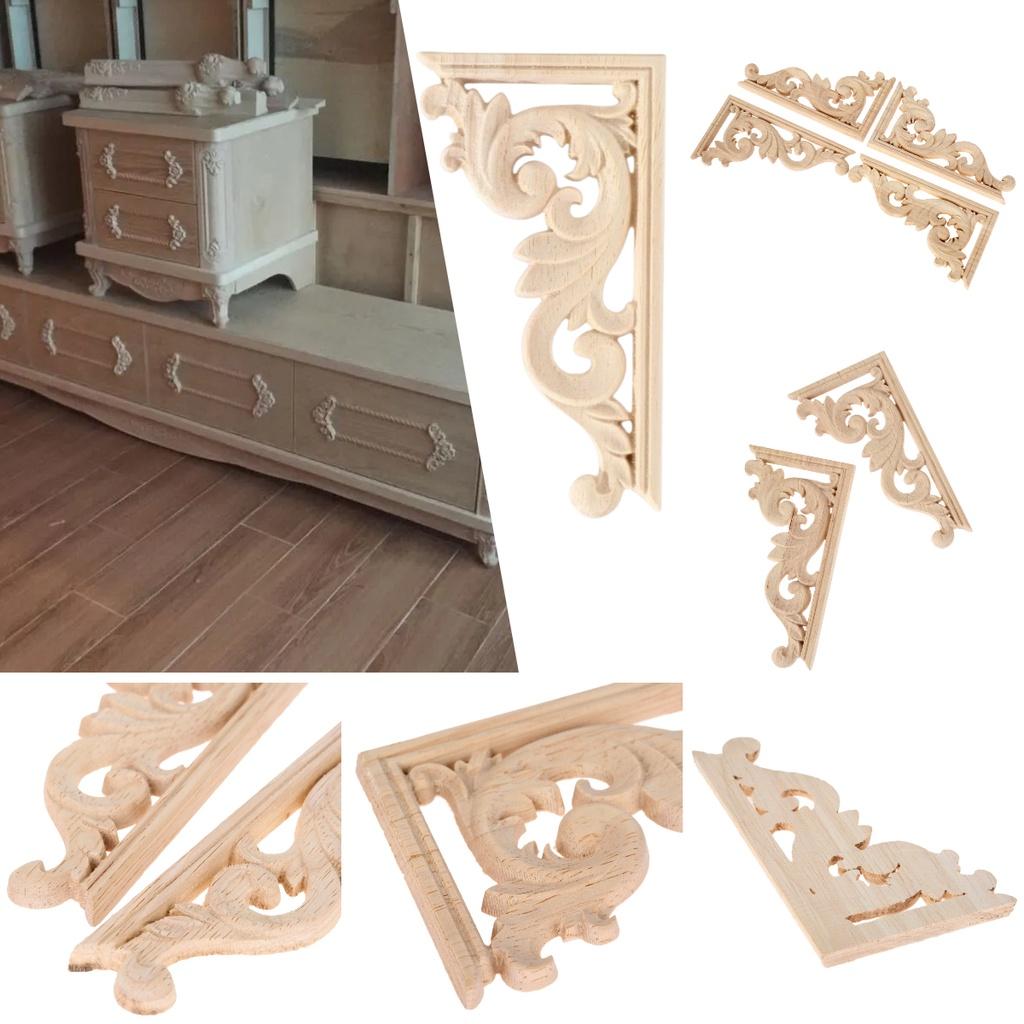 Ecke Holz geschnitzt Einlage Applikation Rahmen Möbel Handwerk Dekorativ Unbemalt
