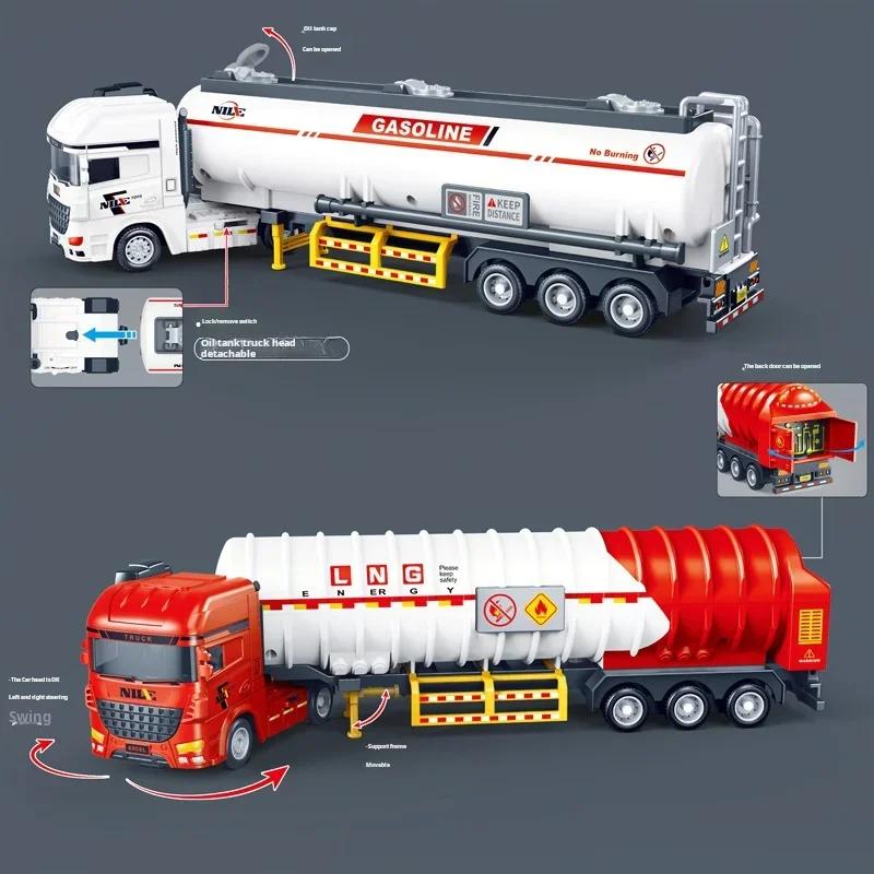 Coches a Escala 1/50 Camión Modelo Camión Cisterna Juguete Fundición a Presión Coche de Gasolina Simular Vehículo de Ingeniería de Transporte Juguetes Inerciales Niños Niños