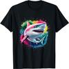 Men Woman Colorful Watercolor Great White Shark T-Shirt