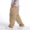 Einfarbige, lockere Hip-Hop-Cargohose mit mehreren Taschen für Herren in Übergröße