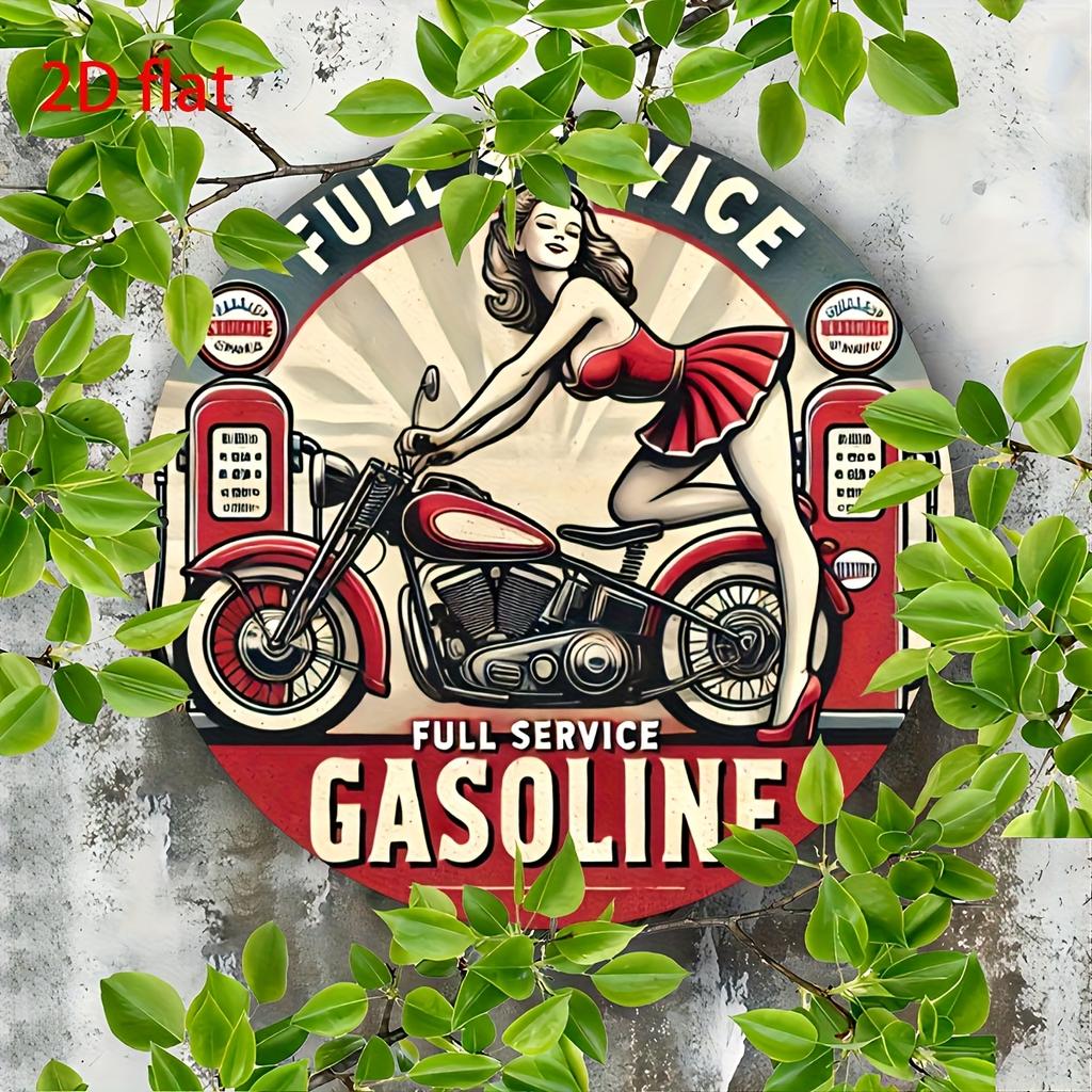 Vintage Motorcycle 8x8 Inch Round Aluminum Wall Art