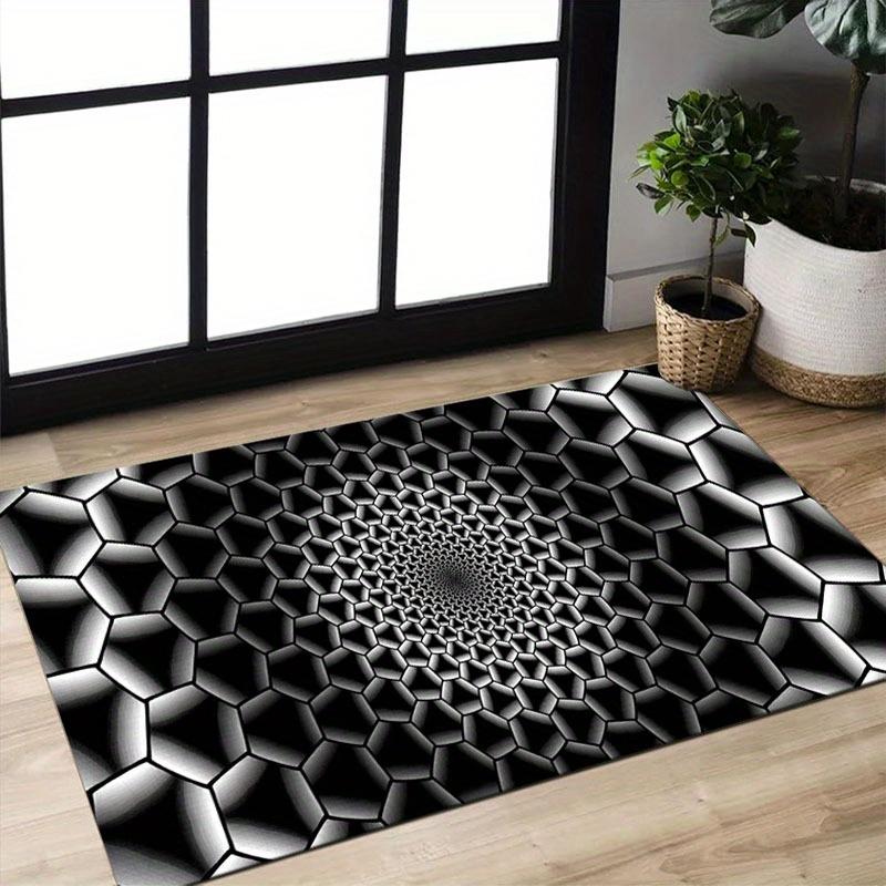 1pc Black White Diamond Geometric Area Rug, Versatile All Season Decor, Ideal Gift, Perfect for Patio Poolside Balcony Bedroom