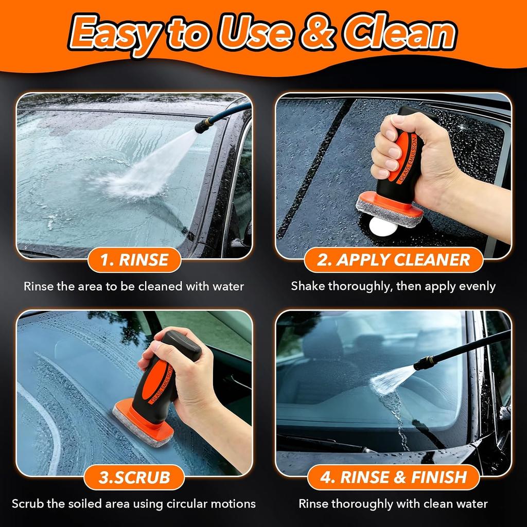 Lollyx Glass Emulsion Cleaner Oil Film Cleaning Brush | Removes Oil Film & Smudges, Anti-Rain and Anti-Fog, Windshield Cleaner for Clear Driving