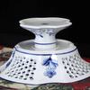 Hollow Fruit Plate Ceramic Plate Tall Feet Fruit Dish Snack Bowl Decorative Tableware Food Tray Fruit Basket Storage Ornaments
