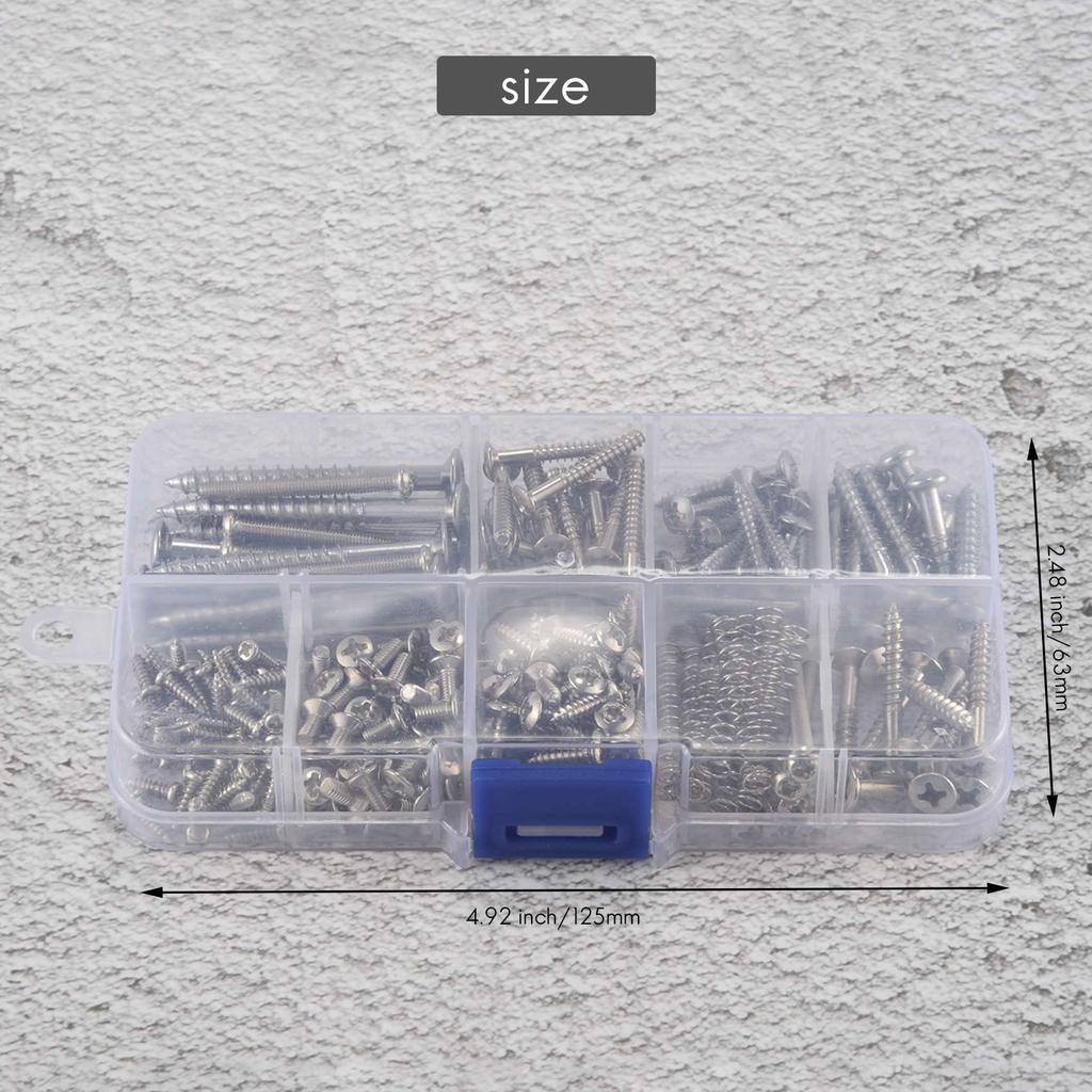 Dovhmoh 204-delt gitar skruesett med 9 fjærer for elektrisk gitar bro, pickup, plekterbrett, stemmeskruer, bryter, halsplate