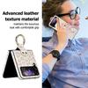 Leopard Print Ring Phone Case For Samsung Galaxy Z Flip 7 6 Flip 5 Flip 4 3 Rhombic Leather Cover Coque