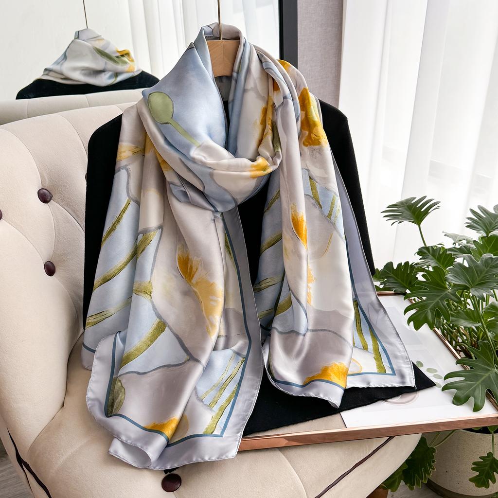 NEW Elegance Scarf Spring Summer Women Beach Sunscreen Fashion Party Shawl China Quality Silk Lady Popular Print Scarves Hijab