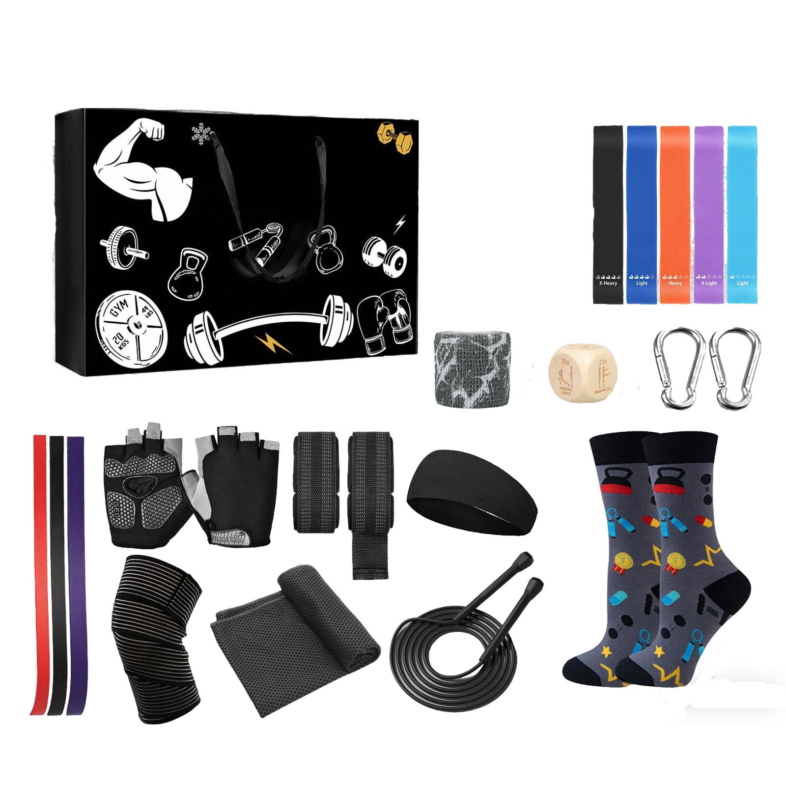 

Рождественский фитнес-календарь, включающий 24 предмета для тренировок, такие как скакалки, эспандеры, перчатки и повязки на голову - Рождественский One Size