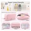 Penar Large Capacity 4 Compartments Pencil Case 22X9.5X10cm Pink School Organizer