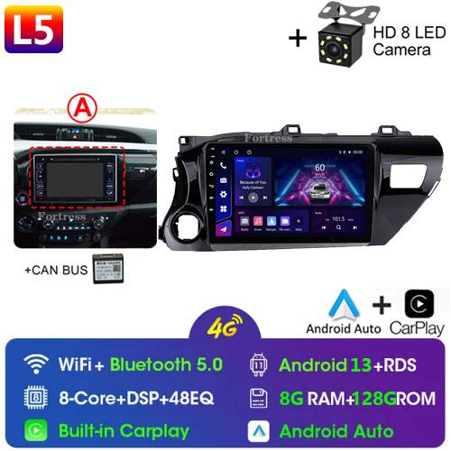 8 Core Android13 Auto Car Radio Multimedia For Toyota Hilux Pick Up AN120 2015 - 2020 LHD Stereo Carplay GPS Navigation No DVD