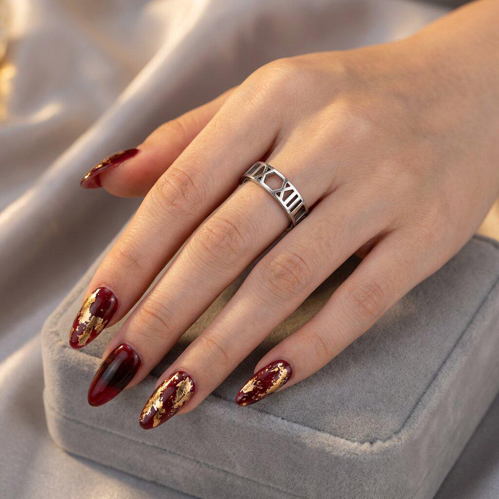 Elegant Roman Numeral Fashion Ring One Size