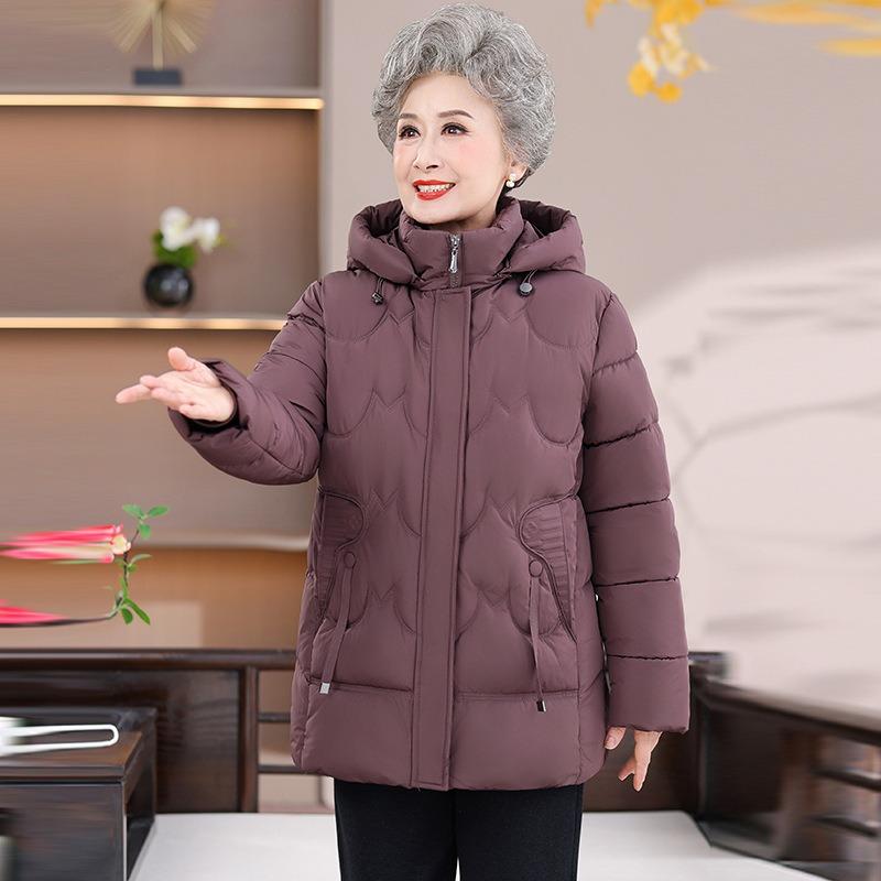 

Mid-autumn winter cotton clothes, winter new medium and long jackets, middle-aged and elderly high-end light cotton-padded clothes 5XL [recommended 150-80kg]