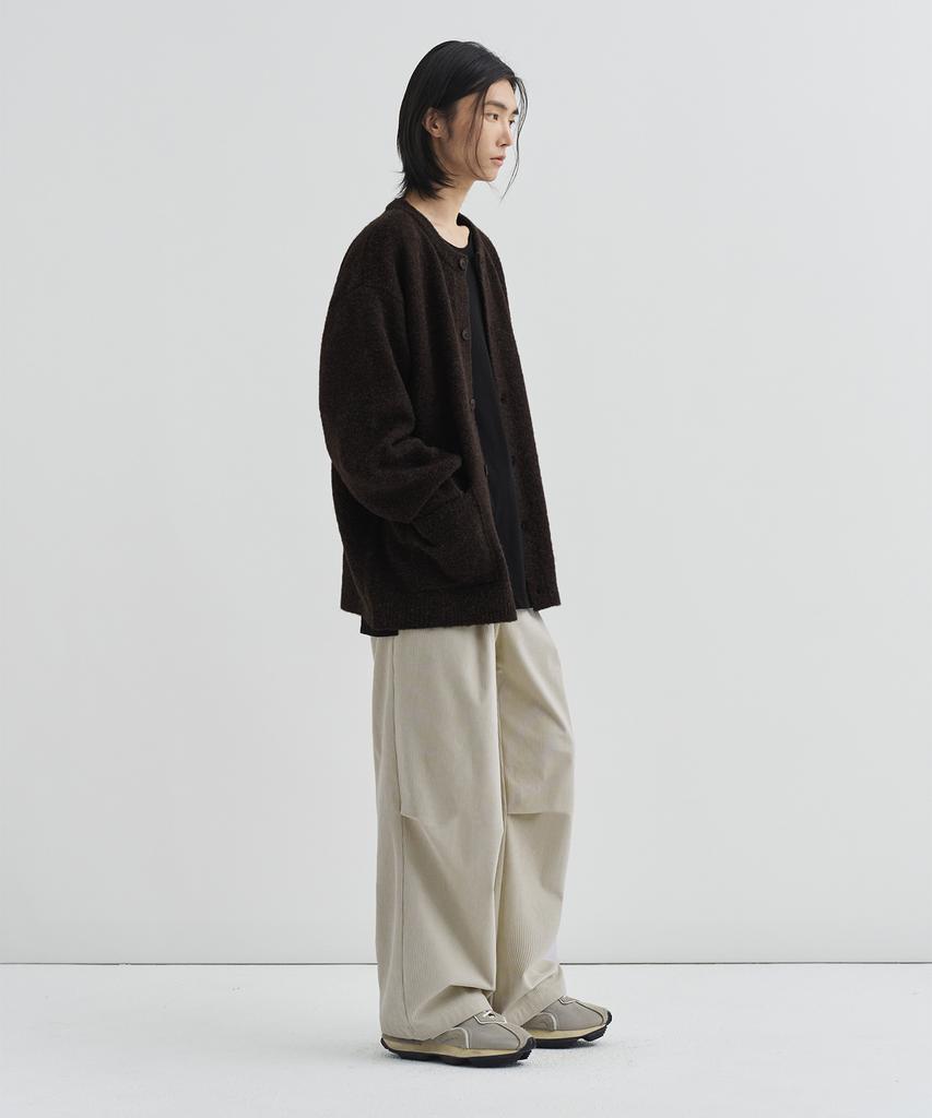 DRAW FIT Essential Wide One-Pleat Corduroy Pants [Ivory]