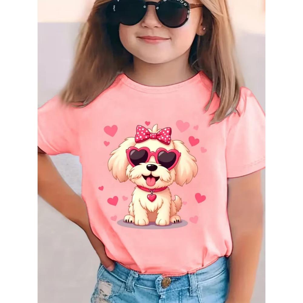 Funny Dog Pattern Children's T-Shirt Girl Cute Animal 3D Printed Fashion Top Short Sleeve Tee Summer Children Clothes Girl Tops