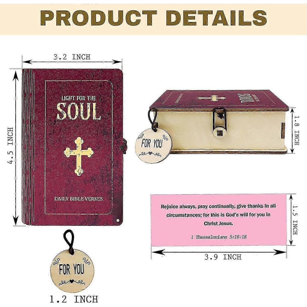 Handmade Wooden Bible Verses Box (150 Pcs), Bible Verses With Wooden Box for Emotion and Feeling, Inspirational Bible Gifts, Graduation Gift, Christia