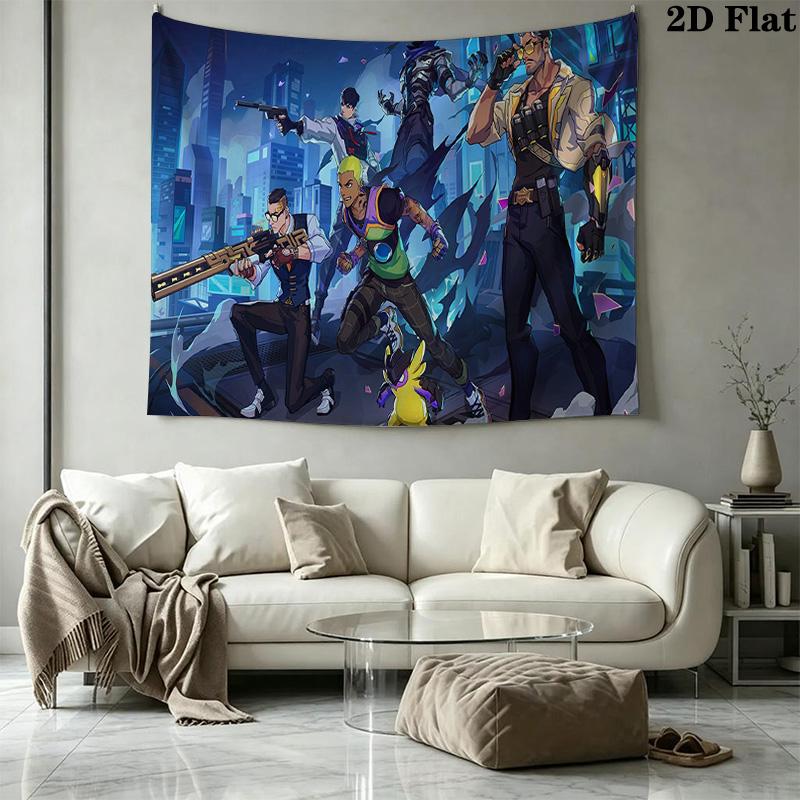 Valorant Game Wall Tapestry Aesthetic Wall Hanging Printed Fabric Blanket Decorative Tapestries for Bedroom Living Room Home Decor