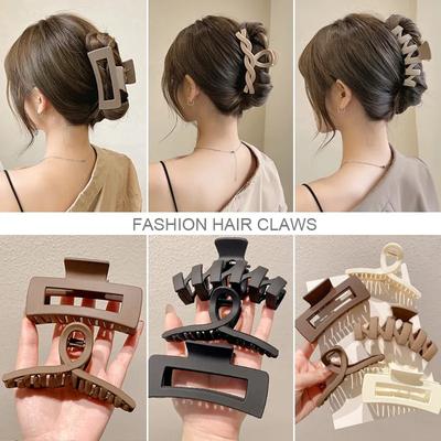 100 Style Choices 2pcs Set Matte Solid Hair Claw Elegant Simple Acrylic Hair Clips Hairpins Barrette Headwear for Women Girls Hair Accessories