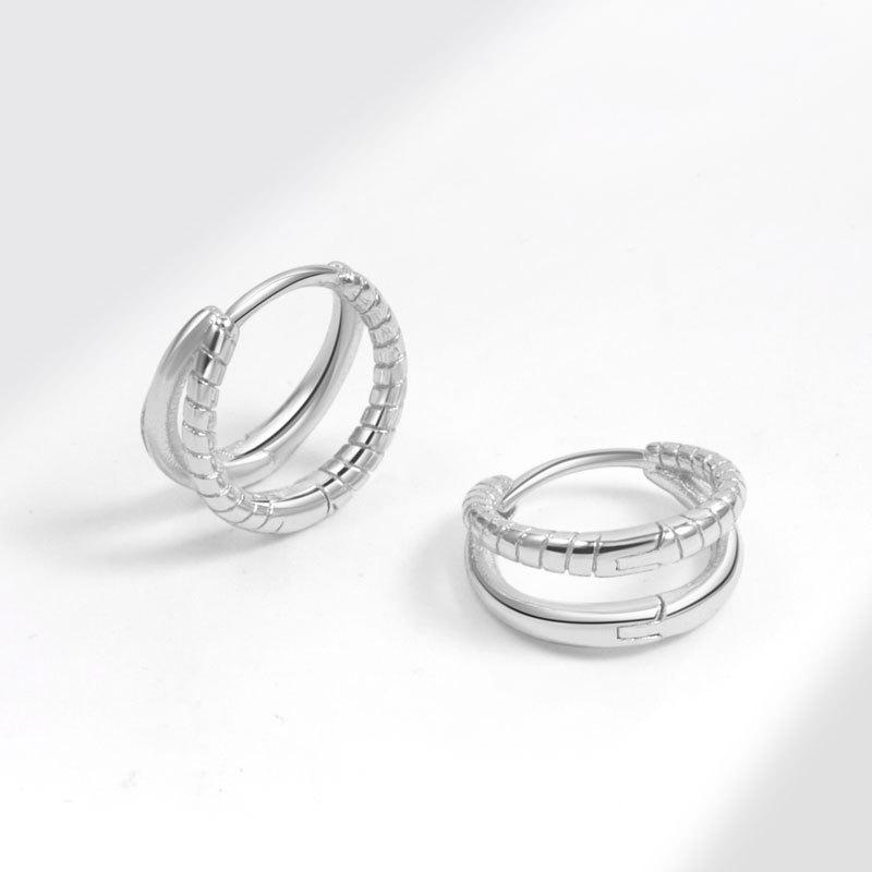 Premium Double Layer Geometric Twisted Hoop Earrings Stylish Dual Circle Ear Cuffs For Women Fashion Jewelry