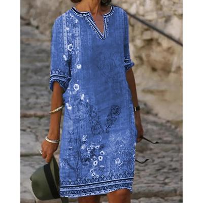 Spring and Summer Women's Ethnic Style Casual V-neck Dress