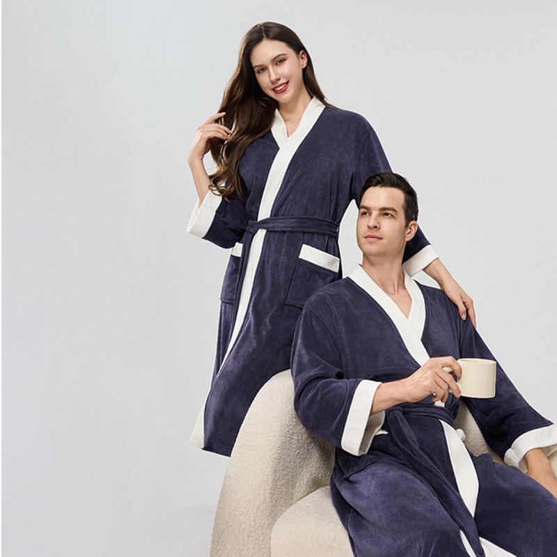 Unisex Towel Bathrobe - Four Seasons Style Yukata, Perfect for Hotel, Salon, Couples, and Women's Pajamas.