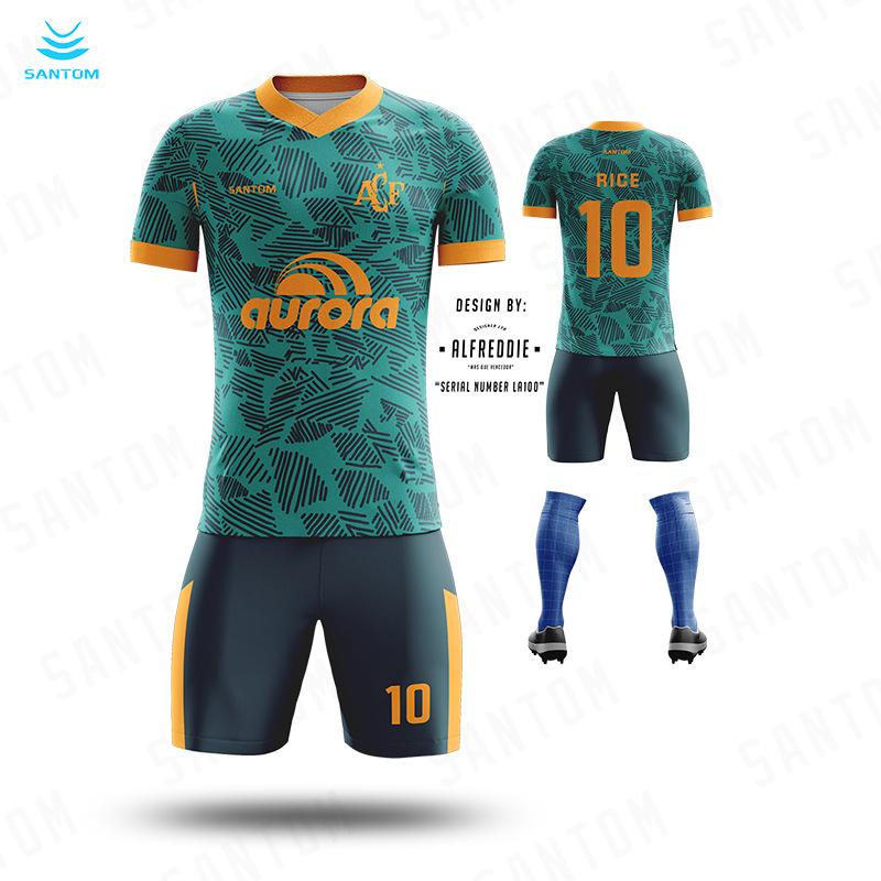 Football jersey set men's and women's digital printing custom quick-drying sports breathable map custom short-sleeved jersey