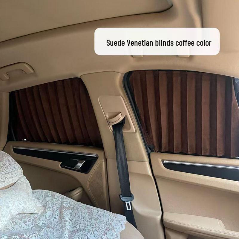 Mercedes C260L/V300 Suede Car Window Curtains - Double Rail, Non-Destructive Installation, Sun Protection & Light Blocking.