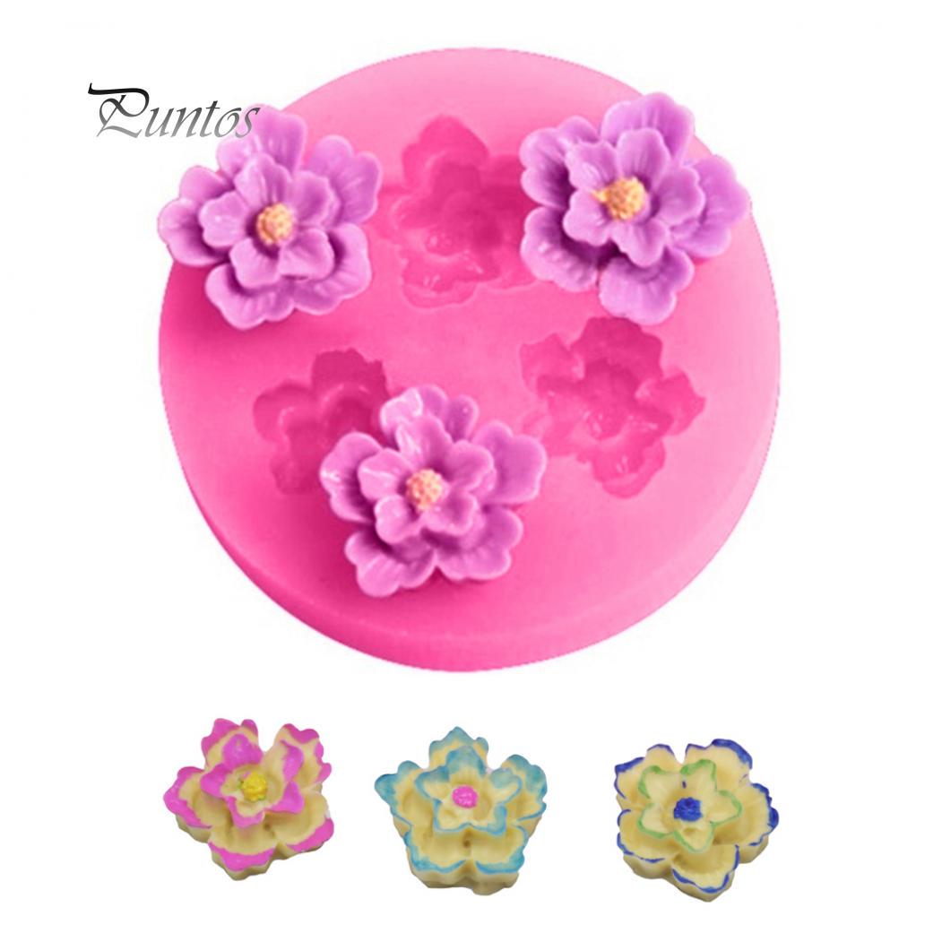 

Чистые продукты 3 полости в форме цветка, форма для сахара, кубик льда, мыло, свеча, пудинг, инструмент для выпечки «сделай сам» розовый