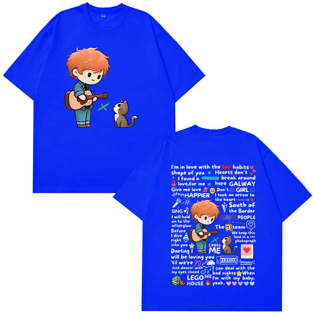 Vintage Tshirt Ed Sheeran European Tour 2025 Graffiti Pattern T Shirt Unisex Unisex Cotton Short Sleeve Oversized Fashion Tshirts