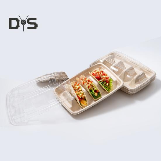 10/20 stk engangs tacoholdere for fester Robust tacobrettholder med skillevegger Miljøvennlig tacotallerken emballasjeboks for arrangementer Tacobarservering