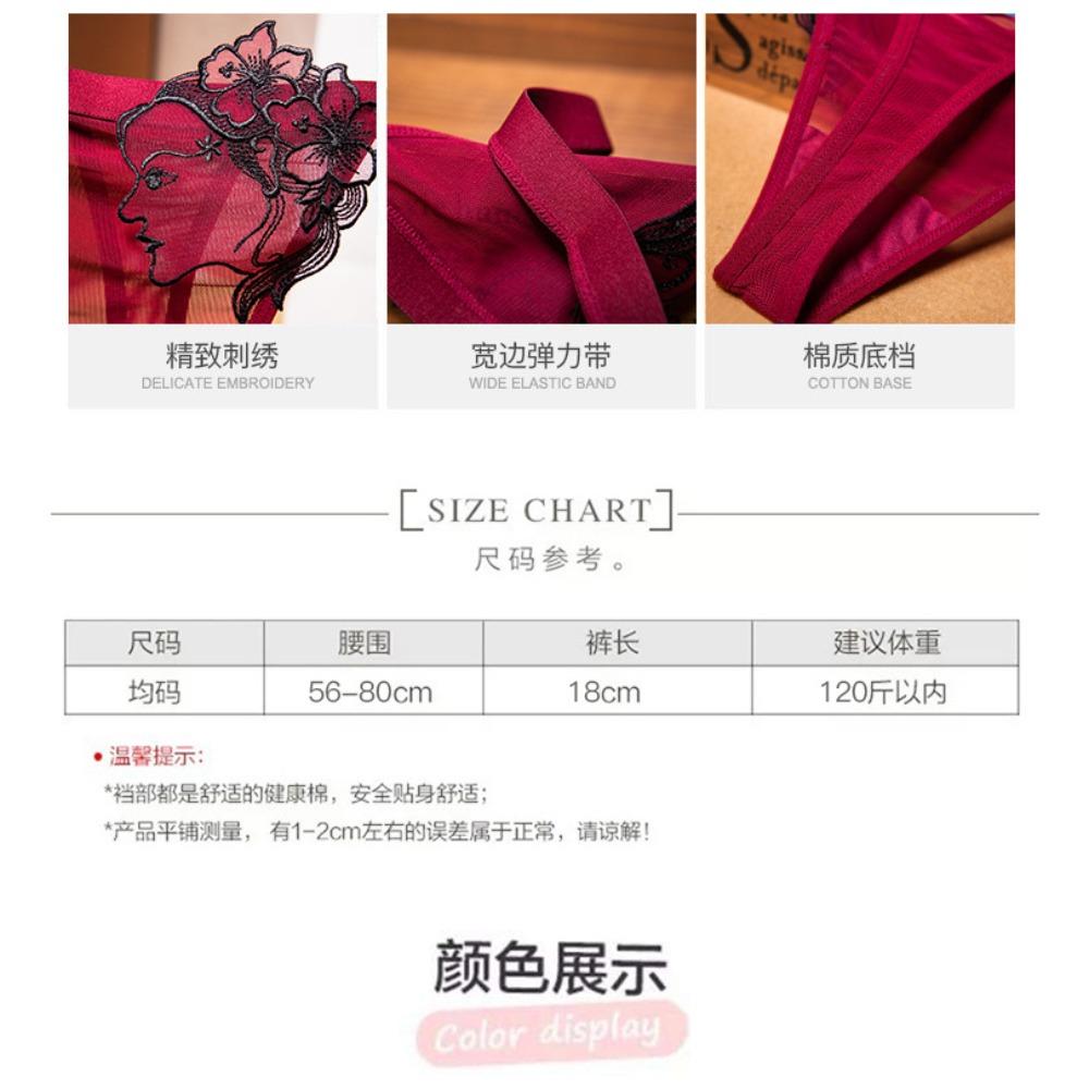 Fashion Seamless Underwear Women's Comfortable Wide Edge Sexy Oily Jacquard Perspective Mesh Low Waist Temptation Thong 2286