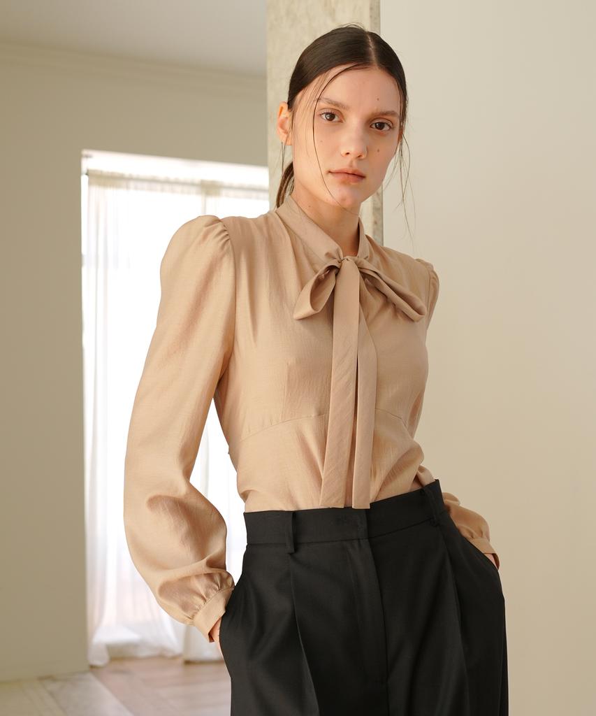 PAUL&ALICE Ribbon Tie Blouse / Beige