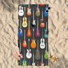 Guitars Pattern Beach Towel for Family Stuffs Friends Gifts Quick-Dry Sand Free For Bath Yoga Tourism Beach Camping Swimming GYM