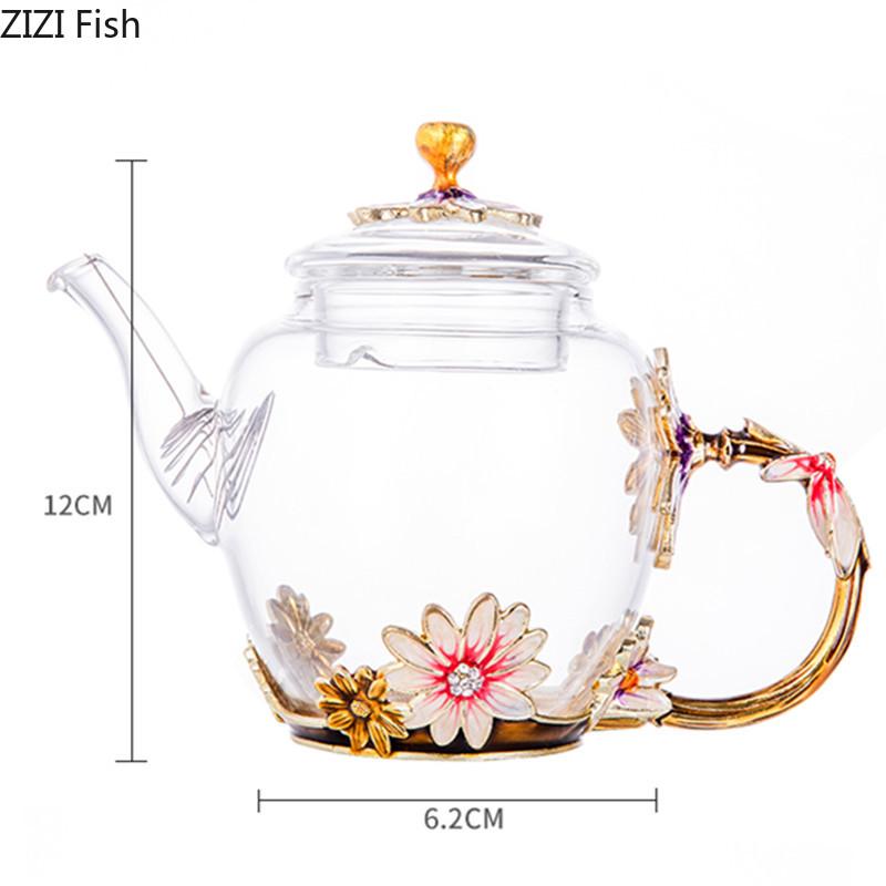 Set da tè in vetro trasparente resistente alle alte temperature, set da tè cinese Kung Fu da sette pezzi, scatola regalo, set da teiera, regalo per gli amici