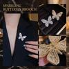 Broșă Fluture cu Strass Pin în Formă de Insectă Accesoriu Rever Costum Femei Bijuterie Metalică Elegantă cu Detalii de Cristal