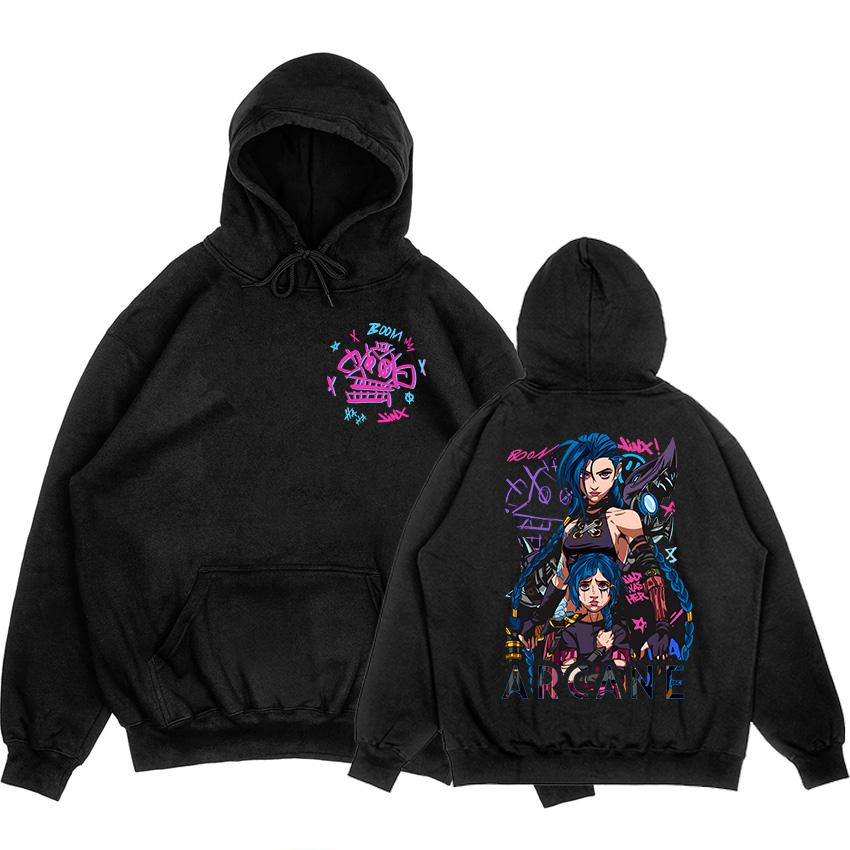 Arcane Jinx Boom Monkey Hoodies Long Sleeve Men Women Sweatshirts Video Game Fashion Printing Pullovers Moletom Masculino Unisex